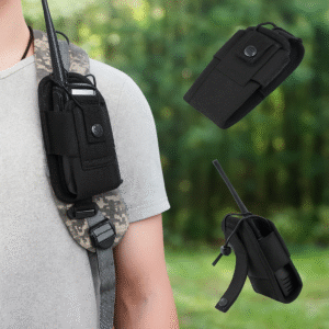 Black Tactical Radio Pouch – Heavy‑Duty Nylon MOLLE Holster for Walkie‑Talkies & Two‑Way Radios