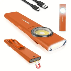 Orange 470 Lumens Rechargeable E5 EDC Tool Light Magnetic Base and Buckle Clip, Lithium Battery, 450mAh, Battery Powered, with USB Cable