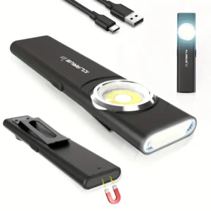 Black 470 Lumens Rechargeable E5 EDC Tool Light Magnetic Base and Buckle Clip, Lithium Battery, 450mAh, Battery Powered, with USB Cable