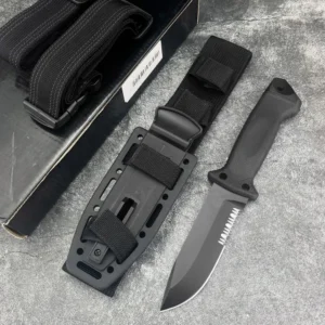 Black Tactical Half Blade Knife, Blade Outdoor Portable Cutting Hunting Knife Fishing Rescue EDC Tools