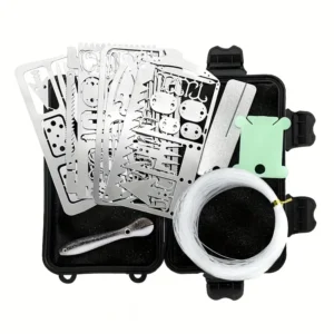 Outdoor Multifunctional Fishing Tool Card, Wilderness Survival EDC Set with Fishing Line