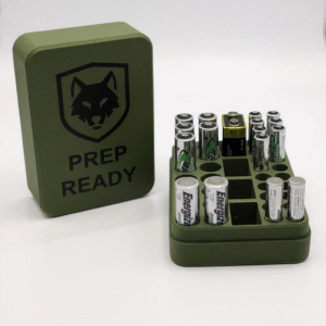 PREP READY 3D‑Printed Rechargeable Battery Storage Box – Organizer for AA, AAA & 9V Cells (Holds 14 AA, 18 AAA & 4 × 9 V)