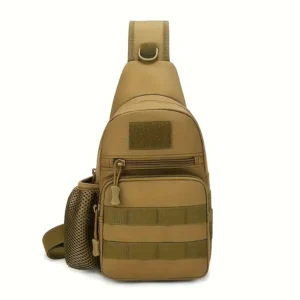 Khaki Ultra-Lightweight Backpack - Durable Nylon, Adjustable Strap, Multiple Pockets with Zipper Closure, Polyester Lining, Easy to Clean